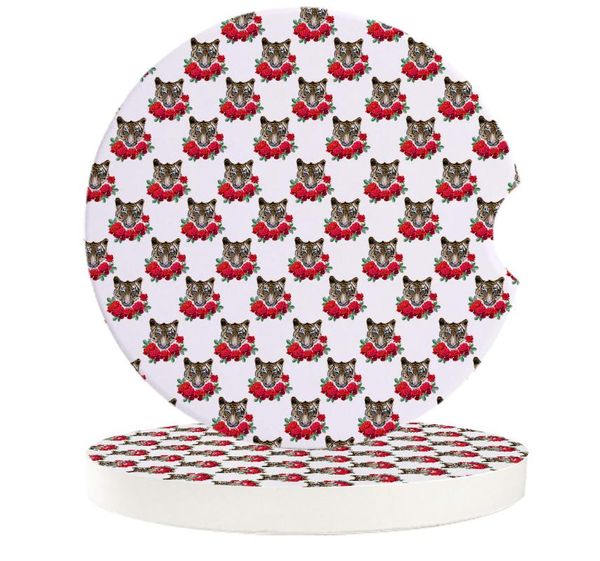

table runner ceramic stone round car coasters set black toger and rose mug tea cup cold drinks mat decoration