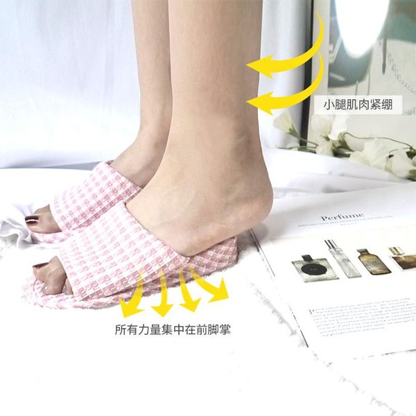 

japanese half palm home lose weight shoes 5cm height fashion ins slippers, Black