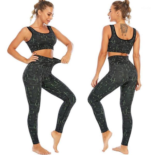 

yoga outfit seamless training suit for fitness gym clothing women sportwear print workout two piece set sport active wear 2021