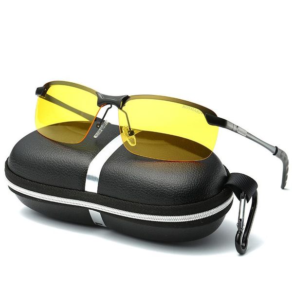 

roshari night driving glasses day and anti glare sunglasses polarized yellow lens with stylish case a10, White;black