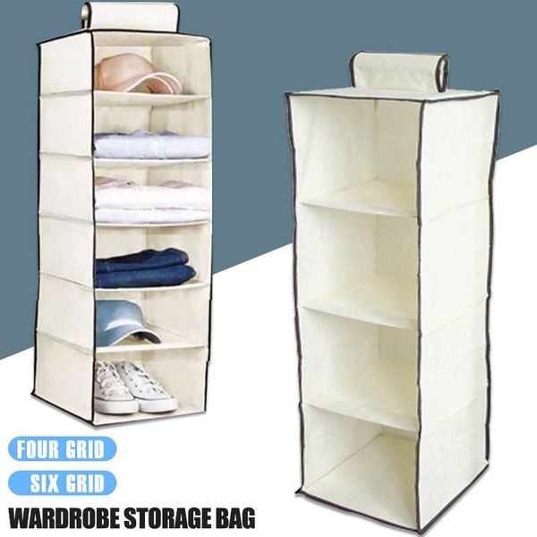 

storage boxes & bins multi-layer hanging wardrobe 6 section space saver home organiser cabinets non-woven fabric clothing