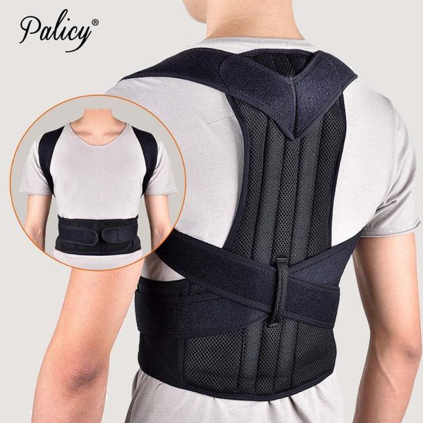 

men's body shapers posture corrector back support belt men orthopedic corset lumbar spine brace straightener round shoulder waistcoat, Black;brown