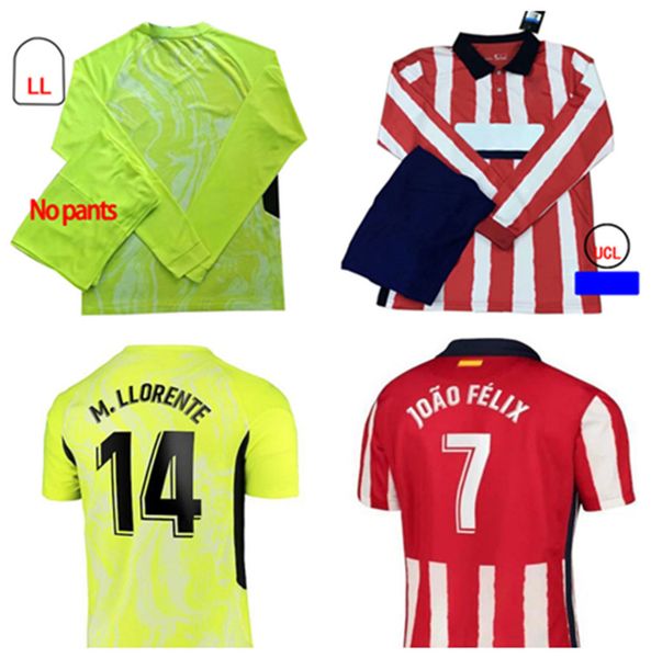 

20-20soccer jersey joao felix morata saul felipe h.herrera koke j.m. gimenez 20^21 men's kids kit home away football shirt long sleeve, Black;yellow