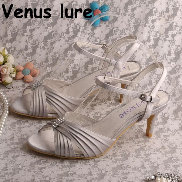 

dress shoes peep toe grey sandals female mid heel wedding with crystals, Black