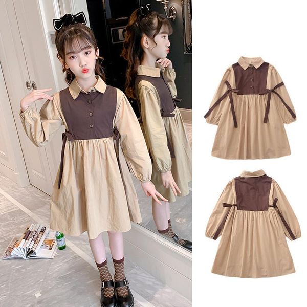 

girl's dresses 2021 casual kids for girls long sleeve children dress girl princess children's clothing clothes 4 6 8 10 12 y, Red;yellow