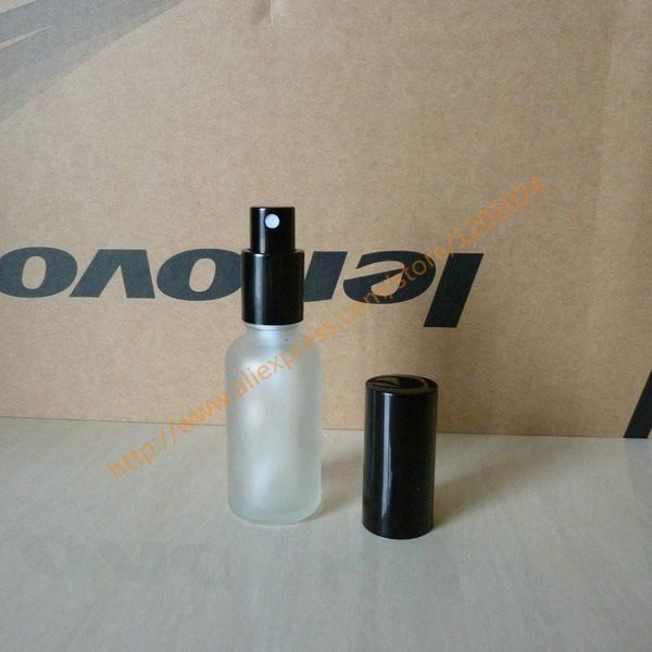 

storage bottles & jars 30ml clear/blue/green/brown frosted glass perfume bottle with aluminum shiny black mist sprayer. atomizer