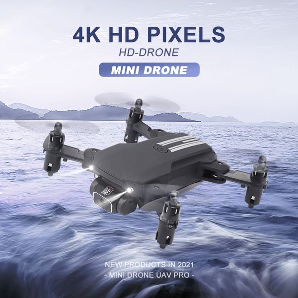 

mini rc drone 4k hd camera quadcopter wifi fpv air pressure altitude hold black and foldable mobile control dron toys 2021