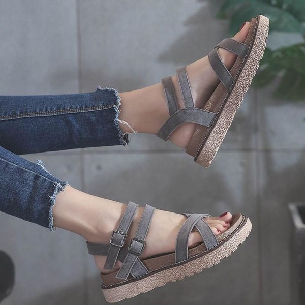 

sandals summer women shoes and tendon sole flat roman beach casual pu soft, Black