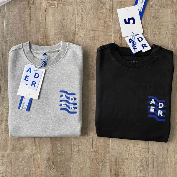 

brand hoodie korean xiaozhongchao brand ader autumn three-dimensional embroidery thickened health cloth loose oversize round neck sweater, Black
