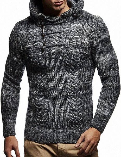 

men's hoodies leif neslon ln20743 mens sweatshirts knitted pullover with a hood f1x0#, Black