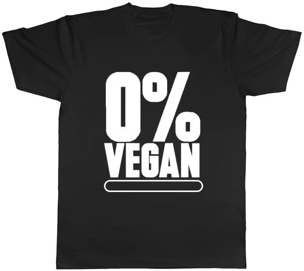 

0% vegan mens ladies womens t-shirt, White;black