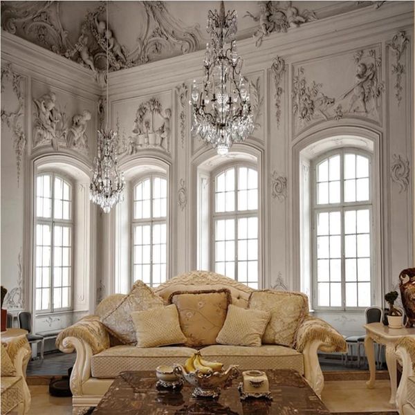 

vintage european building background wall po wallpaper 3d grey embossed little angels windows mural papers home decor wallpapers