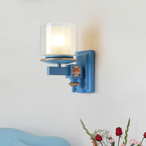 

wall lamp mediterranean glass lamps modern sconce light fixture led mirror lights bathroom bedroom living room decoration