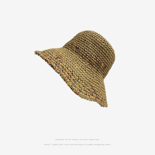 

summer new hand woven large brim straw hat women's beach outdoor sunscreen fisherman's hat folding accessories black friday