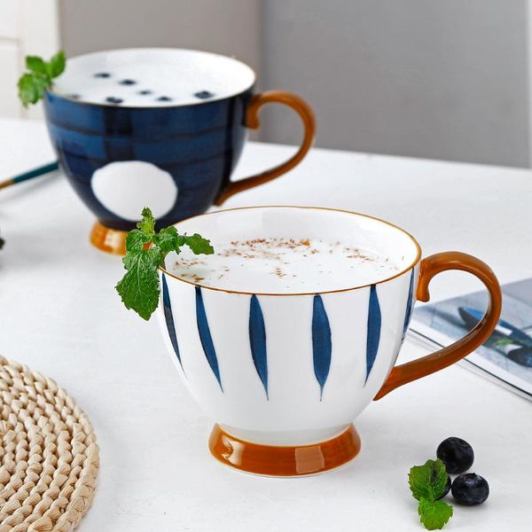 

japanese coffee cup home breakfast large capacity water milk tea ceramic oatmeal mug mugs