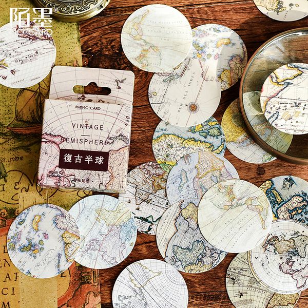 

46pcs/pack vintage hemisphere adhesive diy sticker stick label notebook album diary decor stationery stickers kids gift