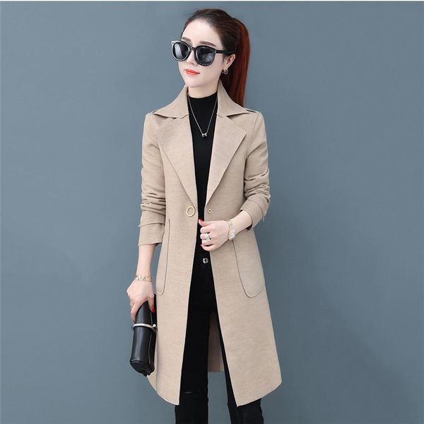 

women's wool & blends 2021 autumn women fashion double-faced woolen coat single-breasted brand classic winter female outerwear yh366, Black