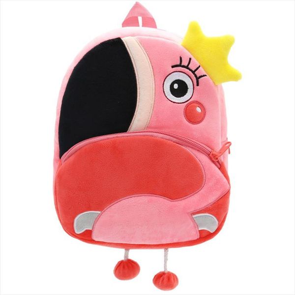 

cartoon pink flamingo school backpacks soft plush pouch for toddler baby girls boy kindergarten kids bags mochila escolar