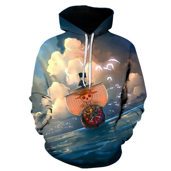 

2021 casual sweater animation 3d printing couple hooded sweater hukf, Black