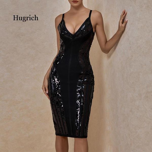 

casual dresses sequined bandage 2021 women deep v neck black dress bodycon spaghetti strap club party, Black;gray