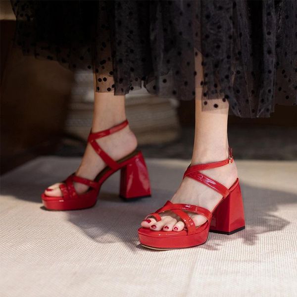 

design ankle buckle strap sandals women platform wedges high heels summer open toe party wedding shoes brand runway, Black