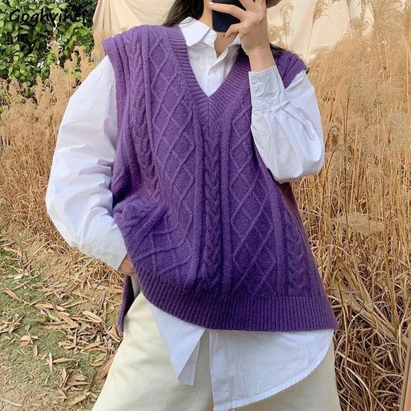 

women's vests knitted sweater women solid classic retro stylish v-neck all-match ulzzang streetwear loose female sleeveless casual, Black;white