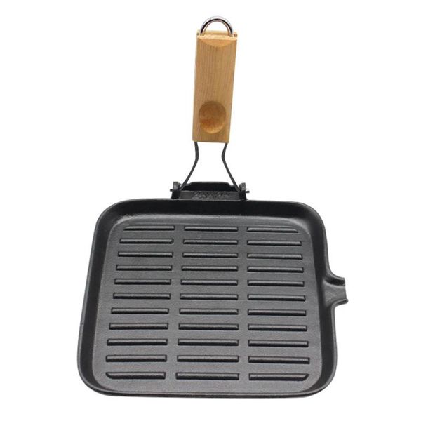 

square cast iron steak frying-pan folding pan frying cooker pans