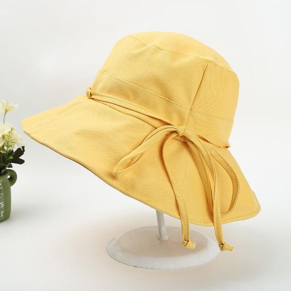 

beanies sun hat versatile casual student fisherman card strap bow female summer sun-proof