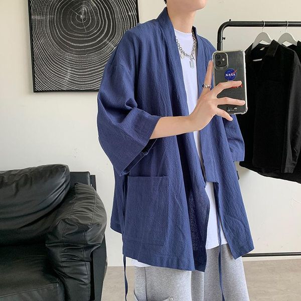 

men's casual shirts summer black blue cardigan korean fashion shirt loose tie streetwear short-sleeved men, White;black