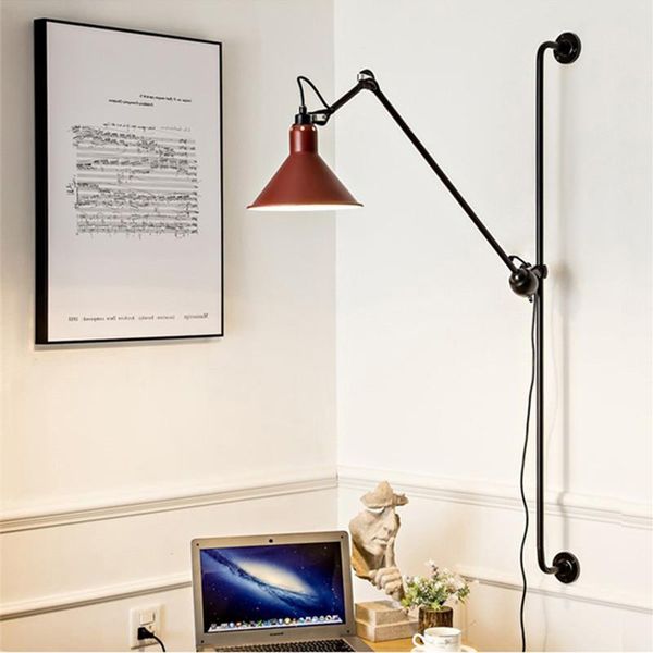 

modern swing arm wall lamp designer led black sconce nordic bedroom light fixture home indoor bed side