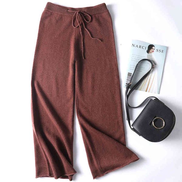 

capris high-waist comfortable knitted tights thicken women's leg 100% cashmere wool pants 2021 soft winter, Black;white