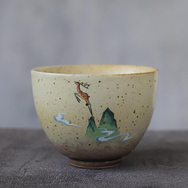 

cups & saucers luwu ceramic teacup handmade deer chinese tea cup 90ml