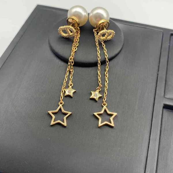 

design jewelry 2021 new letter tassel pearl earrings for women, Golden