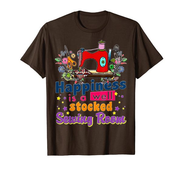 

happiness is a well stocked sewing room t-shirt, White;black