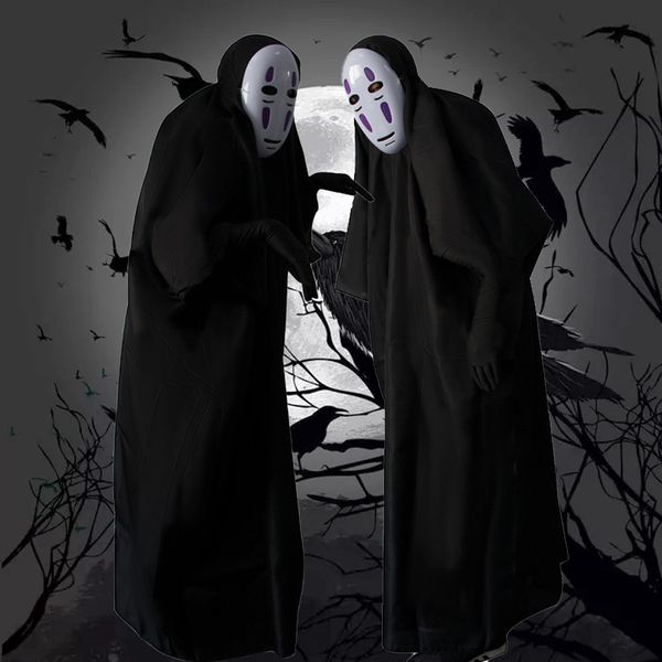 

costume accessories cosplay costume hayao miyazaki no face man cos costume halloween horror ghost face mask, Silver