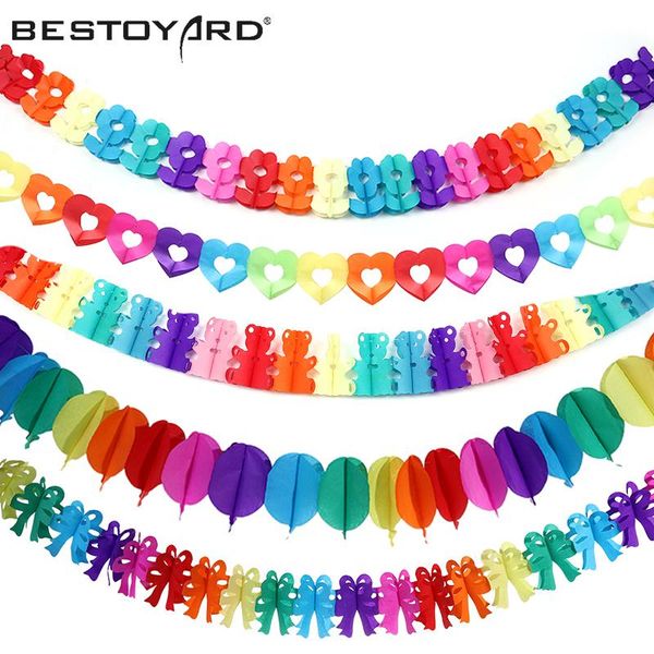 

party decoration colorful paper garland valentine's day kids birthday banner wedding hang pennants bear flags