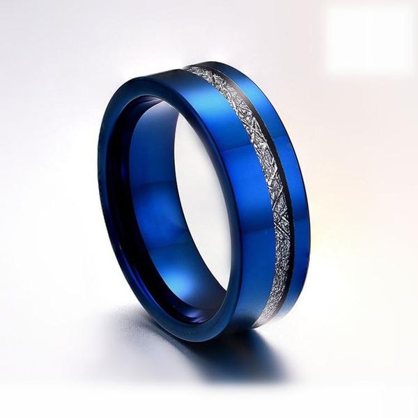 

wedding rings ring blue pipe meteorite inlay classic tungsten for bridegroom engagement anniversary, Slivery;golden