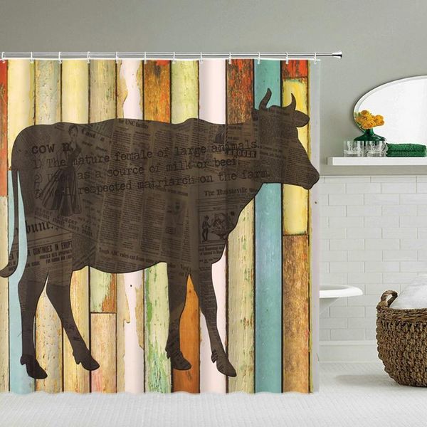 

retro wood grain shower curtains fabric old geometry bathroom 3d curtain with hooks bath home decor