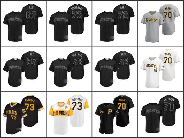 

pittsburgh pirates men 73 felipe vazquez nightmare 72 geoff hartlieb hart 70 nick mears 67 dario agrazal rey women youthjersey, Black;red