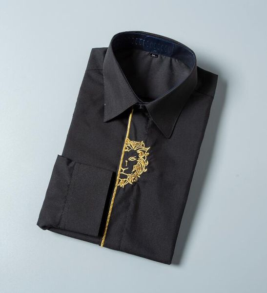 

classic dress shirts single-breasted long sleeve casual men clothing harajuku shirt slim fashion business tshirts #7004, White;black