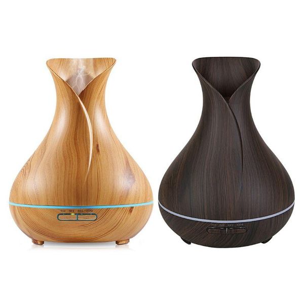 

400ml aroma diffuser essential oil ultrasonic air humidifier wood grain 7 color changing led lights for home office humidifiers