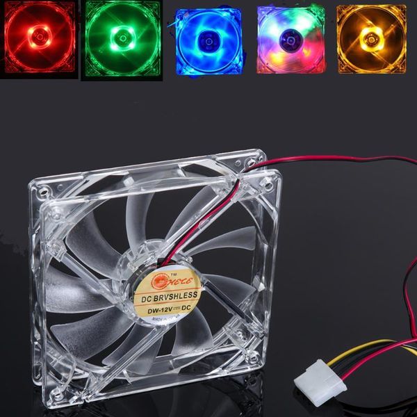 

fans & coolings 4 led light quad pc computer clear case cooler fan cpu cooling 120 x 25mm blue/yellow/red/green lights