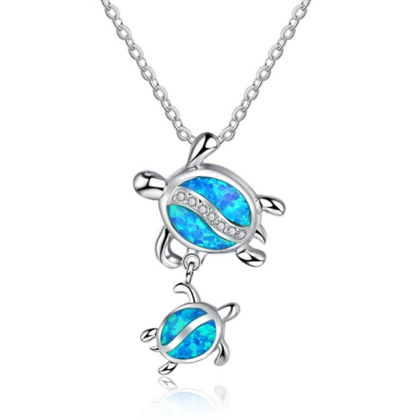 

pendant necklaces silver plated layer tortoise shape 3 colors opalite opal link chain necklace animal jewelry
