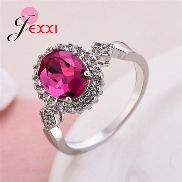 

cluster rings wholesale arrivals 925 sterling silver ring luxury pretty sparkling crystal for women girls lovers gift, Golden;silver