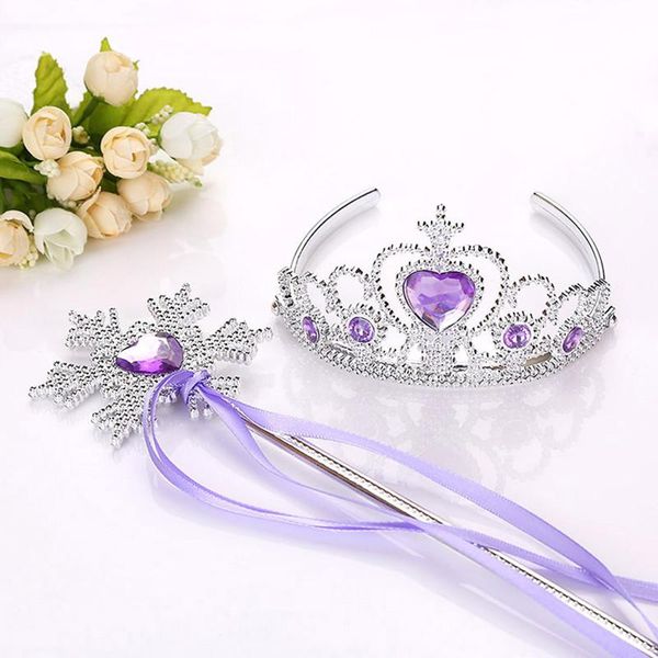 

Girls Princess Tiara Crown Headband Snowflake Fairy Wands Sticks Kids Fancy Dress Up Props Halloween Birthday Party Favors Favor