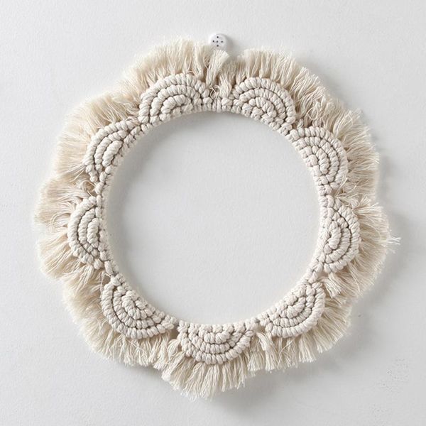 

mirrors nordic ins round lace mirror artistic bohemian decoration hand-woven cotton rope living room wall hanging