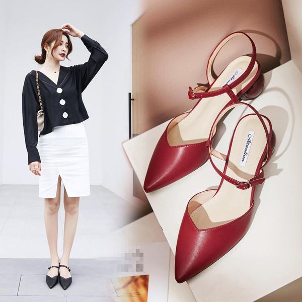 

large size comfort shoes for women high heel sandals suit female beige 2021 summer buckle strap shallow mouth big high-heeled bl, Black