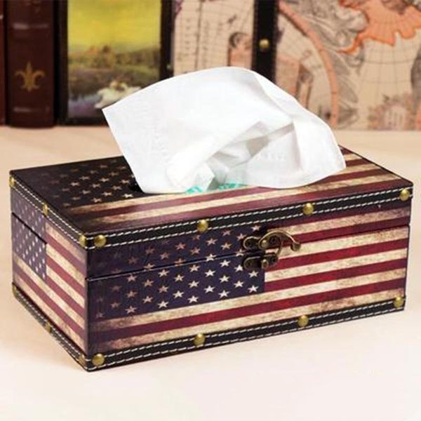 

tissue boxes & napkins napkin iron retro table square style european box coffee lock wooden container paper case holder decoration leather a