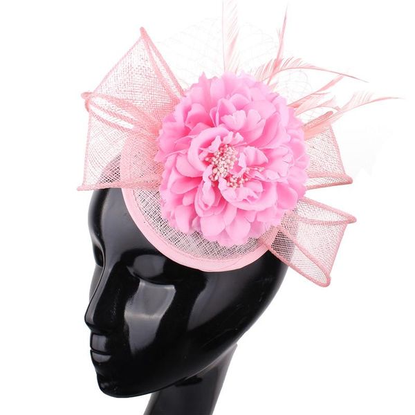 

elegant ladies sinamay foral fascinator hats feather millinery for women occasion church race party headwear accessories hair