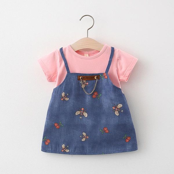 

summer baby girls cherry bee dress girl's dresses, Red;yellow